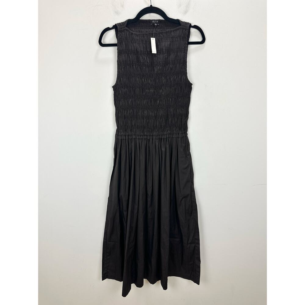 Madewell The Melody Smocked Midi Dress Cotton Molasses Brown A Line Small NWT - Picture 7 of 14